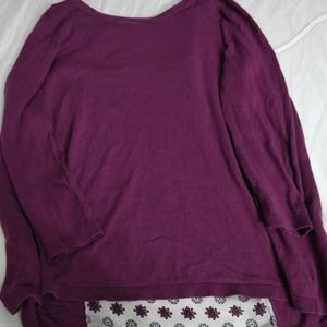 Loft blouse in purple with white insert